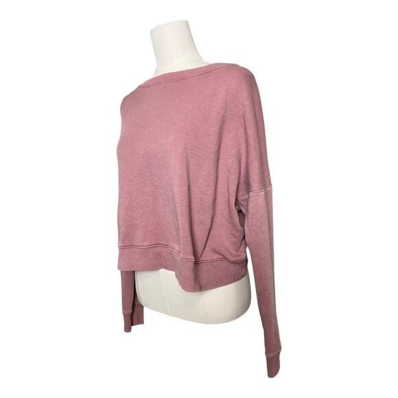 Aero Pink Grunge Sweatshirt Fleece Pullover Open Back Rose Factory Faded Large - Picture 3 of 6